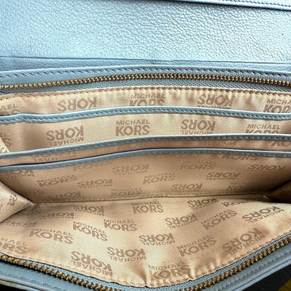 Michael Kors Leather Powder Blue Zip-Around Wallet/Clutch - Picture 7 of 12